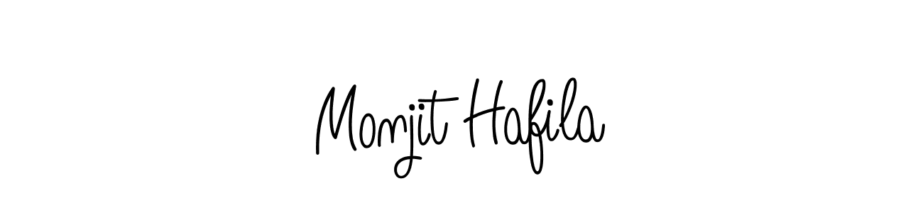 How to make Monjit Hafila name signature. Use Angelique-Rose-font-FFP style for creating short signs online. This is the latest handwritten sign. Monjit Hafila signature style 5 images and pictures png