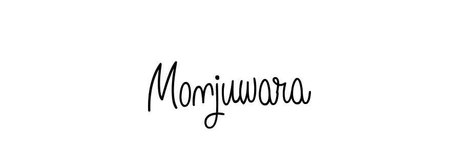 Create a beautiful signature design for name Monjuwara. With this signature (Angelique-Rose-font-FFP) fonts, you can make a handwritten signature for free. Monjuwara signature style 5 images and pictures png