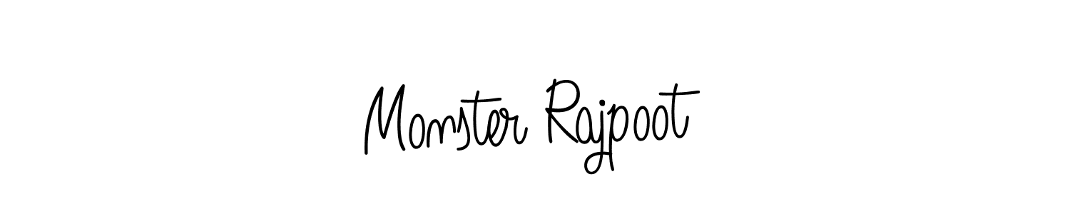 You should practise on your own different ways (Angelique-Rose-font-FFP) to write your name (Monster Rajpoot) in signature. don't let someone else do it for you. Monster Rajpoot signature style 5 images and pictures png