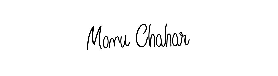 Make a beautiful signature design for name Monu Chahar. With this signature (Angelique-Rose-font-FFP) style, you can create a handwritten signature for free. Monu Chahar signature style 5 images and pictures png