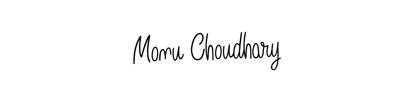 How to make Monu Choudhary name signature. Use Angelique-Rose-font-FFP style for creating short signs online. This is the latest handwritten sign. Monu Choudhary signature style 5 images and pictures png