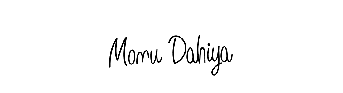 Use a signature maker to create a handwritten signature online. With this signature software, you can design (Angelique-Rose-font-FFP) your own signature for name Monu Dahiya. Monu Dahiya signature style 5 images and pictures png