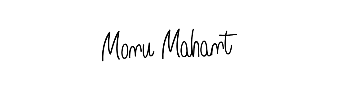 You should practise on your own different ways (Angelique-Rose-font-FFP) to write your name (Monu Mahant) in signature. don't let someone else do it for you. Monu Mahant signature style 5 images and pictures png