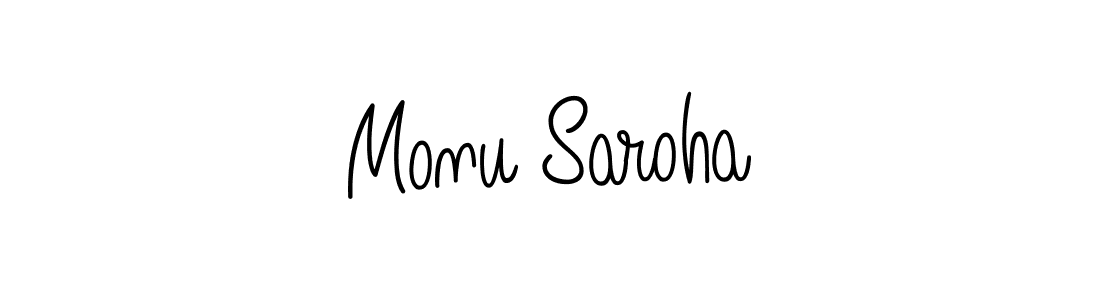 The best way (Angelique-Rose-font-FFP) to make a short signature is to pick only two or three words in your name. The name Monu Saroha include a total of six letters. For converting this name. Monu Saroha signature style 5 images and pictures png