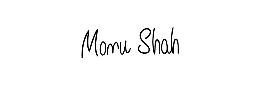 Use a signature maker to create a handwritten signature online. With this signature software, you can design (Angelique-Rose-font-FFP) your own signature for name Monu Shah. Monu Shah signature style 5 images and pictures png