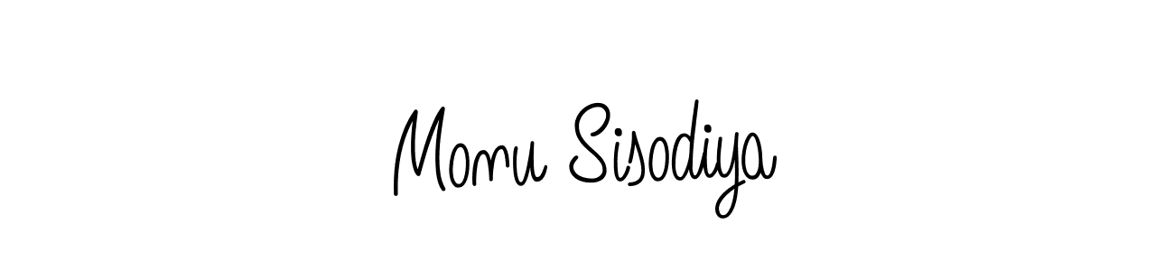You should practise on your own different ways (Angelique-Rose-font-FFP) to write your name (Monu Sisodiya) in signature. don't let someone else do it for you. Monu Sisodiya signature style 5 images and pictures png