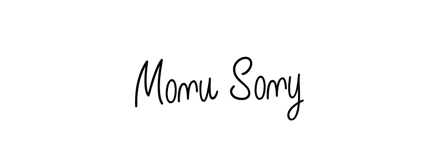 Monu Sony stylish signature style. Best Handwritten Sign (Angelique-Rose-font-FFP) for my name. Handwritten Signature Collection Ideas for my name Monu Sony. Monu Sony signature style 5 images and pictures png