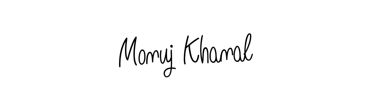 How to make Monuj Khanal name signature. Use Angelique-Rose-font-FFP style for creating short signs online. This is the latest handwritten sign. Monuj Khanal signature style 5 images and pictures png