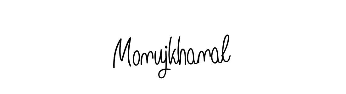 Use a signature maker to create a handwritten signature online. With this signature software, you can design (Angelique-Rose-font-FFP) your own signature for name Monujkhanal. Monujkhanal signature style 5 images and pictures png