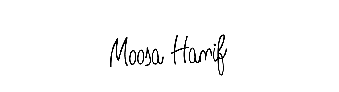 The best way (Angelique-Rose-font-FFP) to make a short signature is to pick only two or three words in your name. The name Moosa Hanif include a total of six letters. For converting this name. Moosa Hanif signature style 5 images and pictures png