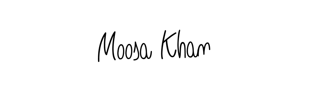 Design your own signature with our free online signature maker. With this signature software, you can create a handwritten (Angelique-Rose-font-FFP) signature for name Moosa Khan. Moosa Khan signature style 5 images and pictures png