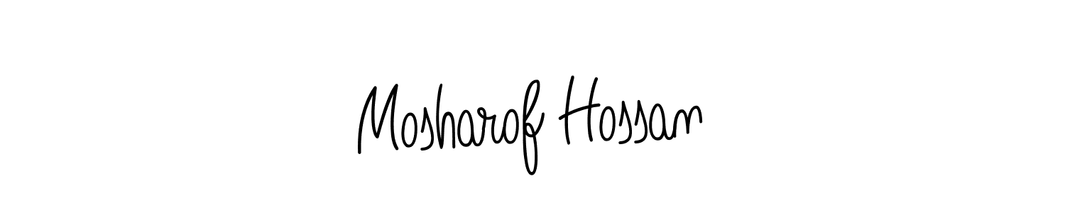 How to make Mosharof Hossan name signature. Use Angelique-Rose-font-FFP style for creating short signs online. This is the latest handwritten sign. Mosharof Hossan signature style 5 images and pictures png