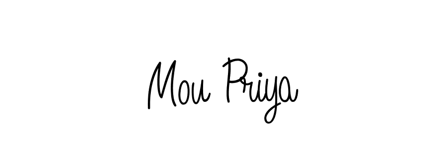 Create a beautiful signature design for name Mou Priya. With this signature (Angelique-Rose-font-FFP) fonts, you can make a handwritten signature for free. Mou Priya signature style 5 images and pictures png