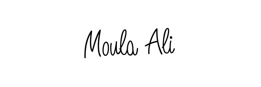 Use a signature maker to create a handwritten signature online. With this signature software, you can design (Angelique-Rose-font-FFP) your own signature for name Moula Ali. Moula Ali signature style 5 images and pictures png