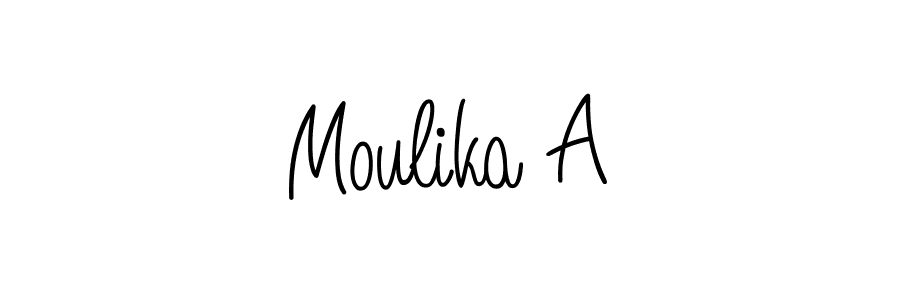 The best way (Angelique-Rose-font-FFP) to make a short signature is to pick only two or three words in your name. The name Moulika A include a total of six letters. For converting this name. Moulika A signature style 5 images and pictures png