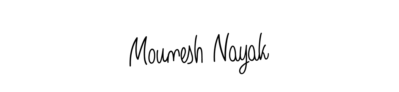 Use a signature maker to create a handwritten signature online. With this signature software, you can design (Angelique-Rose-font-FFP) your own signature for name Mounesh Nayak. Mounesh Nayak signature style 5 images and pictures png