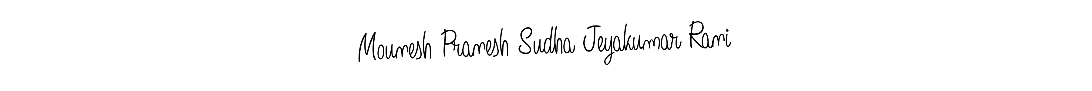 You should practise on your own different ways (Angelique-Rose-font-FFP) to write your name (Mounesh Pranesh Sudha Jeyakumar Rani) in signature. don't let someone else do it for you. Mounesh Pranesh Sudha Jeyakumar Rani signature style 5 images and pictures png