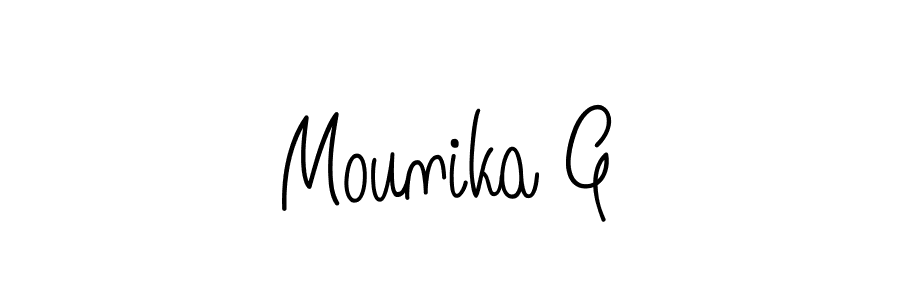 How to make Mounika G signature? Angelique-Rose-font-FFP is a professional autograph style. Create handwritten signature for Mounika G name. Mounika G signature style 5 images and pictures png