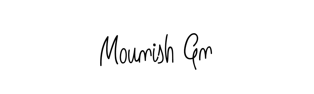 How to make Mounish Gn name signature. Use Angelique-Rose-font-FFP style for creating short signs online. This is the latest handwritten sign. Mounish Gn signature style 5 images and pictures png