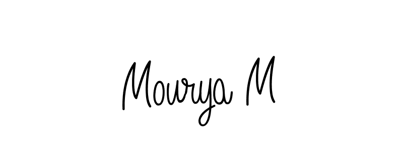 The best way (Angelique-Rose-font-FFP) to make a short signature is to pick only two or three words in your name. The name Mourya M include a total of six letters. For converting this name. Mourya M signature style 5 images and pictures png