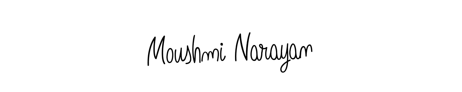 Design your own signature with our free online signature maker. With this signature software, you can create a handwritten (Angelique-Rose-font-FFP) signature for name Moushmi Narayan. Moushmi Narayan signature style 5 images and pictures png