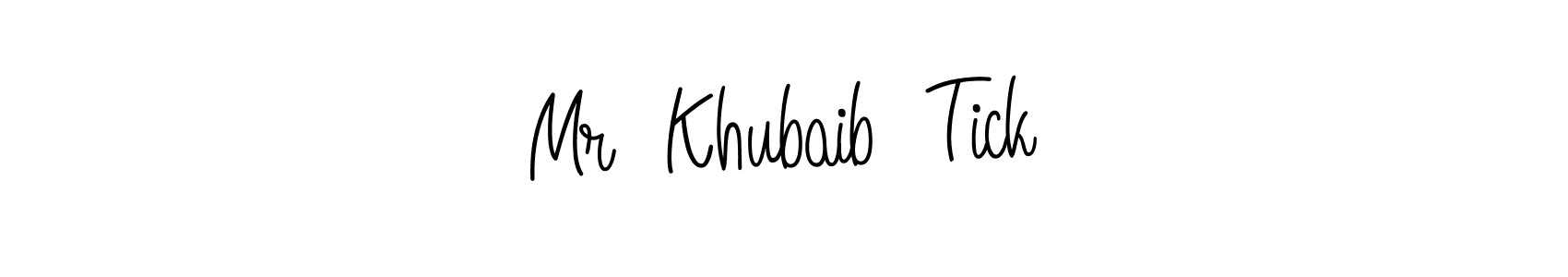 Use a signature maker to create a handwritten signature online. With this signature software, you can design (Angelique-Rose-font-FFP) your own signature for name Mr  Khubaib  Tick. Mr  Khubaib  Tick signature style 5 images and pictures png