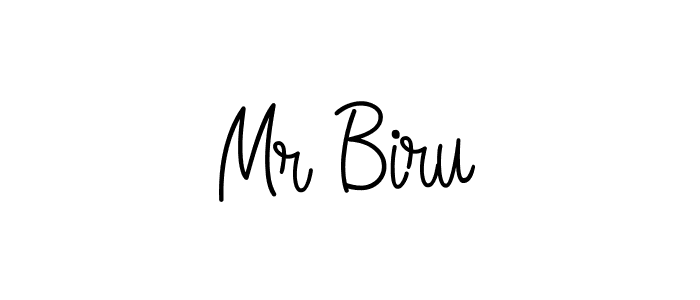 Make a beautiful signature design for name Mr Biru. With this signature (Angelique-Rose-font-FFP) style, you can create a handwritten signature for free. Mr Biru signature style 5 images and pictures png