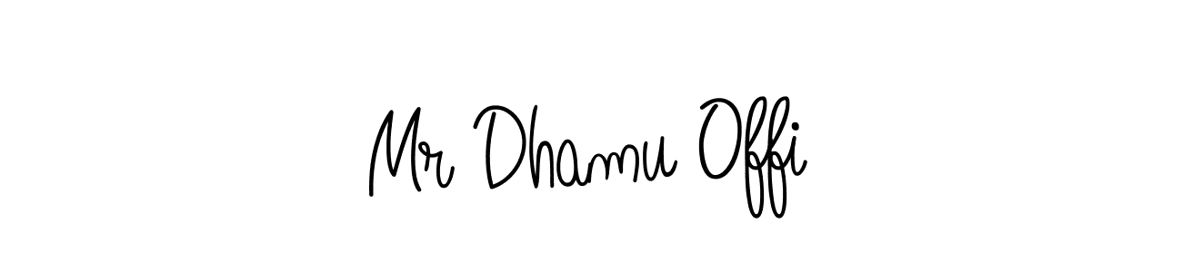 You should practise on your own different ways (Angelique-Rose-font-FFP) to write your name (Mr Dhamu Offi) in signature. don't let someone else do it for you. Mr Dhamu Offi signature style 5 images and pictures png