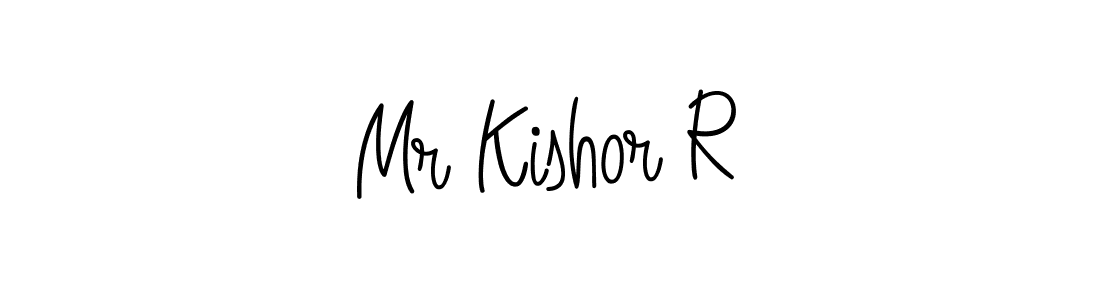 Use a signature maker to create a handwritten signature online. With this signature software, you can design (Angelique-Rose-font-FFP) your own signature for name Mr Kishor R. Mr Kishor R signature style 5 images and pictures png
