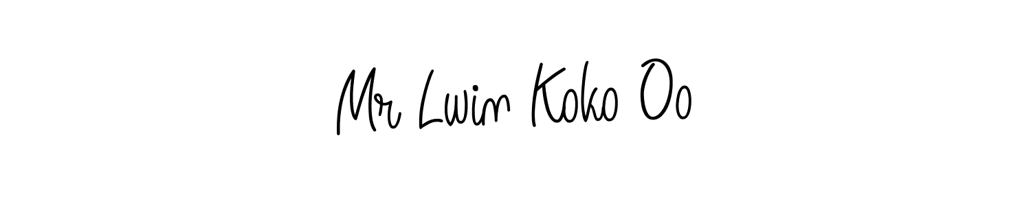 Use a signature maker to create a handwritten signature online. With this signature software, you can design (Angelique-Rose-font-FFP) your own signature for name Mr Lwin Koko Oo. Mr Lwin Koko Oo signature style 5 images and pictures png