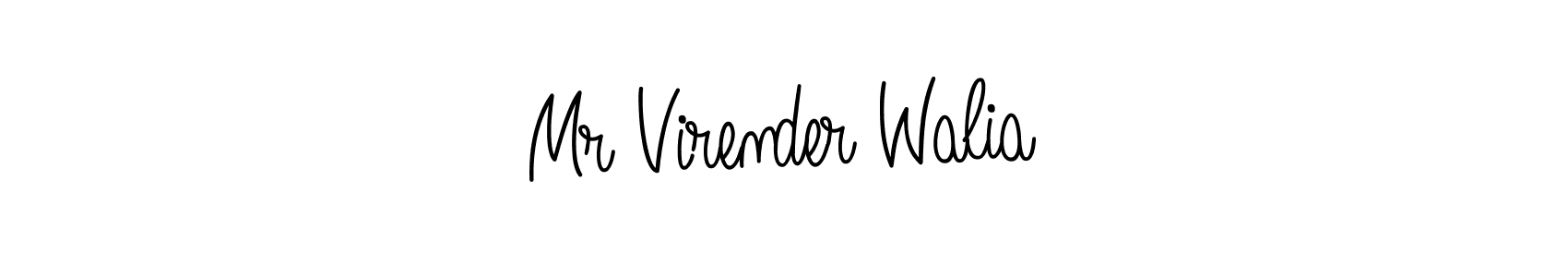 The best way (Angelique-Rose-font-FFP) to make a short signature is to pick only two or three words in your name. The name Mr Virender Walia include a total of six letters. For converting this name. Mr Virender Walia signature style 5 images and pictures png