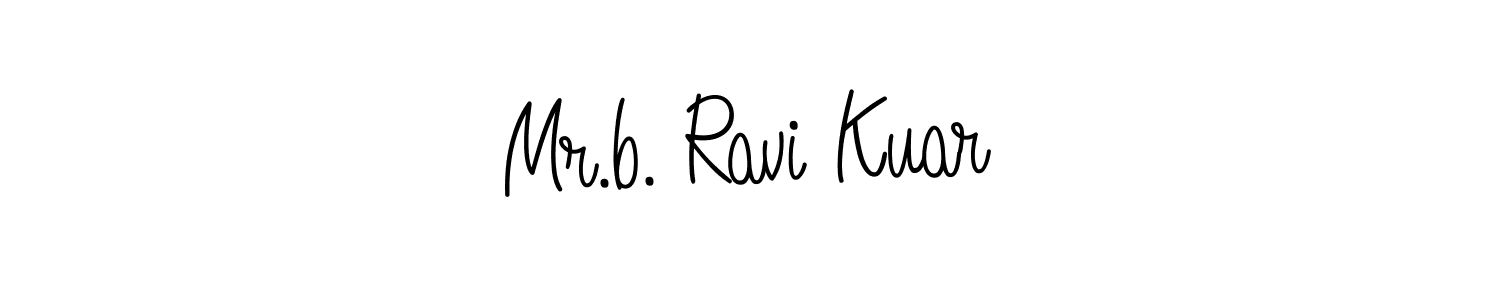 Create a beautiful signature design for name Mr.b. Ravi Kuar. With this signature (Angelique-Rose-font-FFP) fonts, you can make a handwritten signature for free. Mr.b. Ravi Kuar signature style 5 images and pictures png