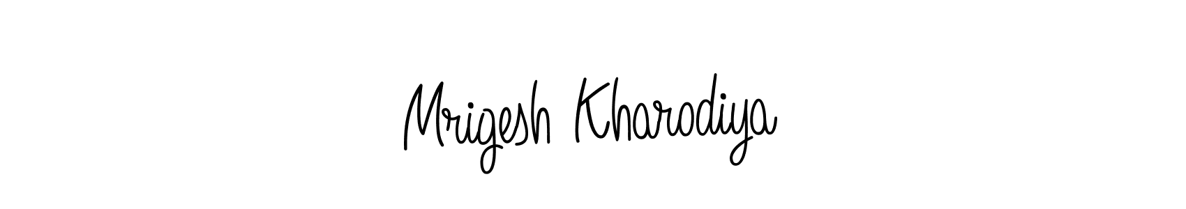 Make a beautiful signature design for name Mrigesh Kharodiya. With this signature (Angelique-Rose-font-FFP) style, you can create a handwritten signature for free. Mrigesh Kharodiya signature style 5 images and pictures png