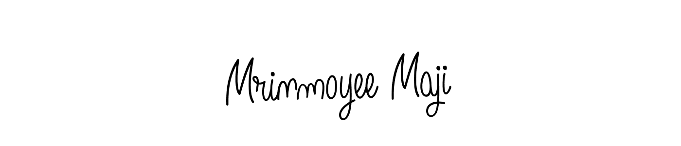 The best way (Angelique-Rose-font-FFP) to make a short signature is to pick only two or three words in your name. The name Mrinmoyee Maji include a total of six letters. For converting this name. Mrinmoyee Maji signature style 5 images and pictures png