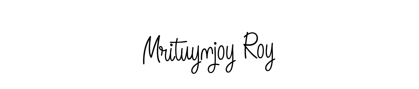 The best way (Angelique-Rose-font-FFP) to make a short signature is to pick only two or three words in your name. The name Mrituynjoy Roy include a total of six letters. For converting this name. Mrituynjoy Roy signature style 5 images and pictures png