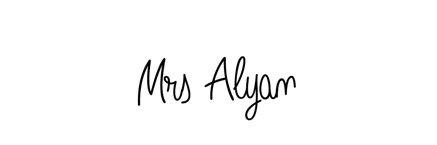 You can use this online signature creator to create a handwritten signature for the name Mrs Alyan. This is the best online autograph maker. Mrs Alyan signature style 5 images and pictures png