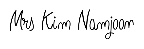 Practice writing Mrs Kim Namjoon with the flow of Angelique-Rose-font-FFP lettering. A fantastic source of inspiration for developing your personal signature style. Mrs Kim Namjoon signature style 5 images and pictures png