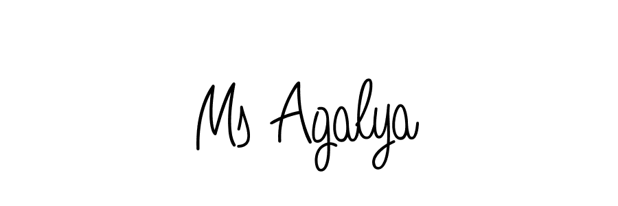 Make a beautiful signature design for name Ms Agalya. With this signature (Angelique-Rose-font-FFP) style, you can create a handwritten signature for free. Ms Agalya signature style 5 images and pictures png