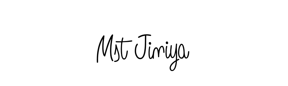 Make a beautiful signature design for name Mst Jiniya. With this signature (Angelique-Rose-font-FFP) style, you can create a handwritten signature for free. Mst Jiniya signature style 5 images and pictures png