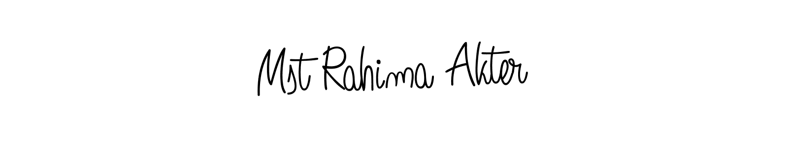 How to make Mst Rahima Akter name signature. Use Angelique-Rose-font-FFP style for creating short signs online. This is the latest handwritten sign. Mst Rahima Akter signature style 5 images and pictures png