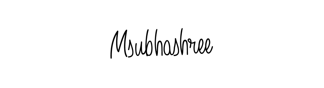 Msubhashree stylish signature style. Best Handwritten Sign (Angelique-Rose-font-FFP) for my name. Handwritten Signature Collection Ideas for my name Msubhashree. Msubhashree signature style 5 images and pictures png