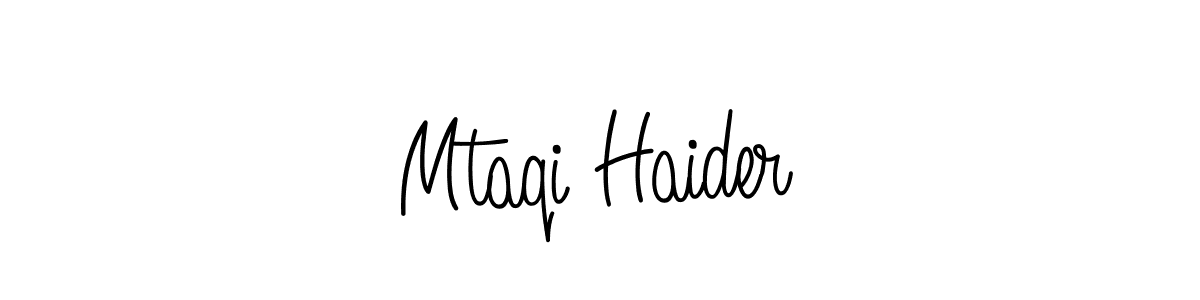 Create a beautiful signature design for name Mtaqi Haider. With this signature (Angelique-Rose-font-FFP) fonts, you can make a handwritten signature for free. Mtaqi Haider signature style 5 images and pictures png