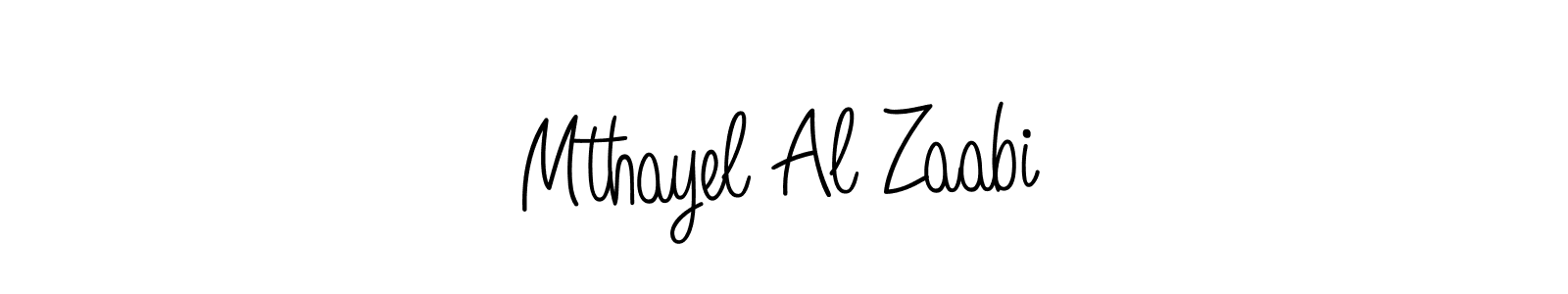 How to make Mthayel Al Zaabi name signature. Use Angelique-Rose-font-FFP style for creating short signs online. This is the latest handwritten sign. Mthayel Al Zaabi signature style 5 images and pictures png