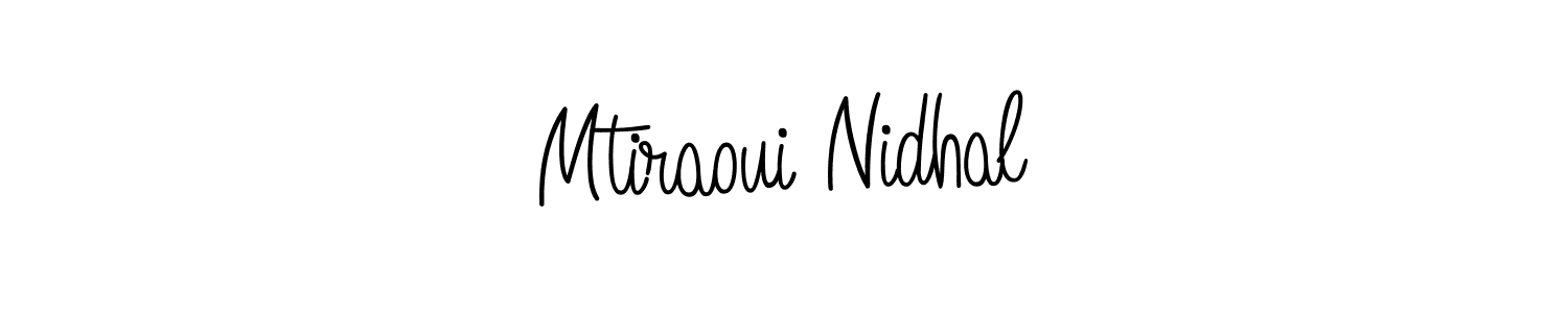 Similarly Angelique-Rose-font-FFP is the best handwritten signature design. Signature creator online .You can use it as an online autograph creator for name Mtiraoui Nidhal. Mtiraoui Nidhal signature style 5 images and pictures png