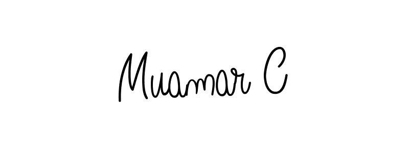 The best way (Angelique-Rose-font-FFP) to make a short signature is to pick only two or three words in your name. The name Muamar C include a total of six letters. For converting this name. Muamar C signature style 5 images and pictures png