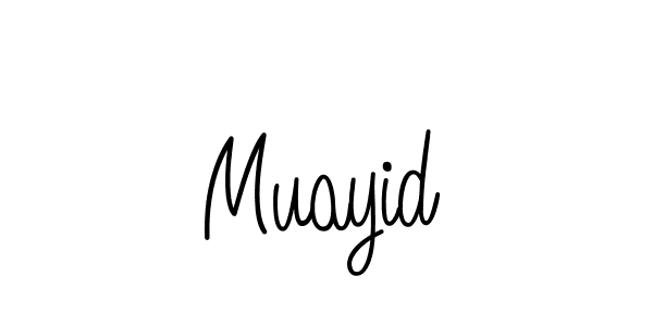 Use a signature maker to create a handwritten signature online. With this signature software, you can design (Angelique-Rose-font-FFP) your own signature for name Muayid. Muayid signature style 5 images and pictures png