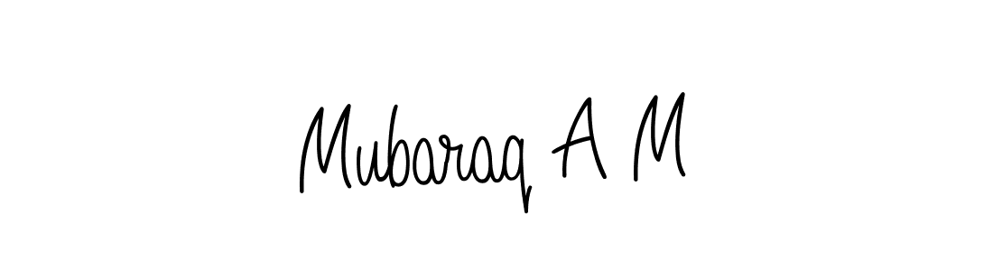 The best way (Angelique-Rose-font-FFP) to make a short signature is to pick only two or three words in your name. The name Mubaraq A M include a total of six letters. For converting this name. Mubaraq A M signature style 5 images and pictures png