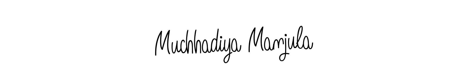 How to make Muchhadiya Manjula name signature. Use Angelique-Rose-font-FFP style for creating short signs online. This is the latest handwritten sign. Muchhadiya Manjula signature style 5 images and pictures png