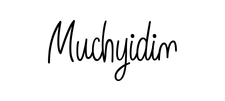 A sleek calligraphic signature for name Muchyidin utilizing Angelique-Rose-font-FFP styling. Great for adding personal signatures to photos and art. Muchyidin signature style 5 images and pictures png