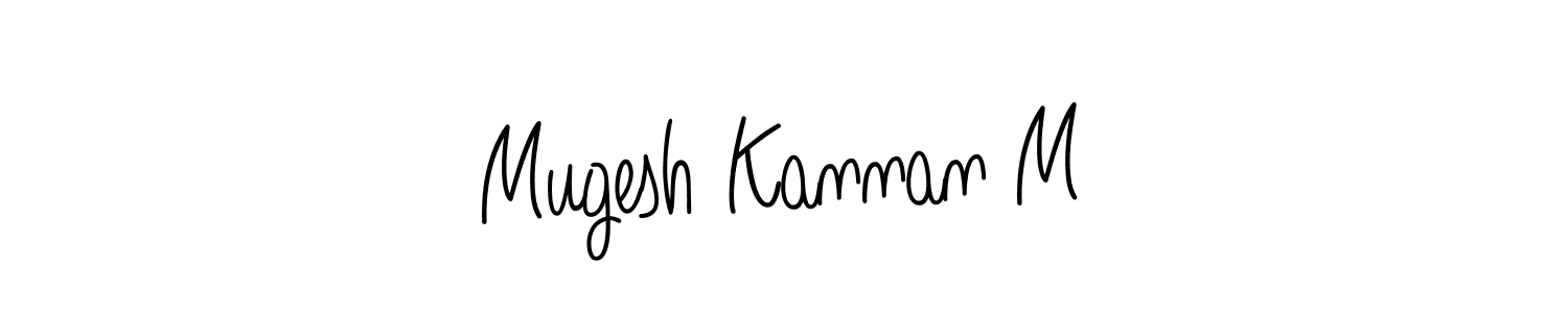 You should practise on your own different ways (Angelique-Rose-font-FFP) to write your name (Mugesh Kannan M) in signature. don't let someone else do it for you. Mugesh Kannan M signature style 5 images and pictures png